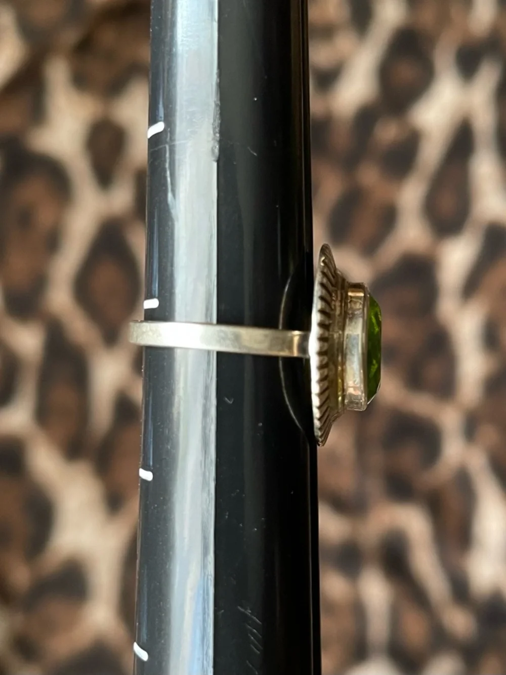 Peridot Sterling Silver Sunray Textured Vintage Ring Artisan Handmade